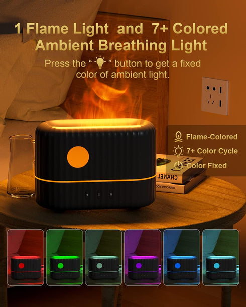 Flame Diffuser for Essential Oil, 7 Color Flame Light Intensity Modes and 2 Adjustable Cool Mist Setting Aromatherapy Diffusers Air Humidifier, 20...