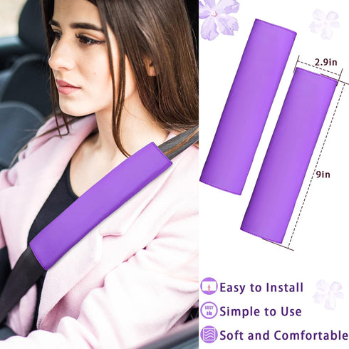 10 Pcs Leather Steering Wheel Cover for Women Cute Car Accessories Set with Seat Belt Shoulder Pads Seatbelt Covers Cup Holders Bling Start Button...