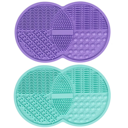 2 Pcs Silicone Make Up Brush Cleaning Mat, Makeup Brush Cleaner Mats, Portable Washing Tool with Suction Cup for Makeup Cosmetic Brushes...