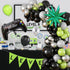 Video Game Balloon Arch, Green Black Balloon Arch Garland, Light Lime Green Black Grey Latex Balloons Star Gamepad Foil Balloon Helium for Boys Me...