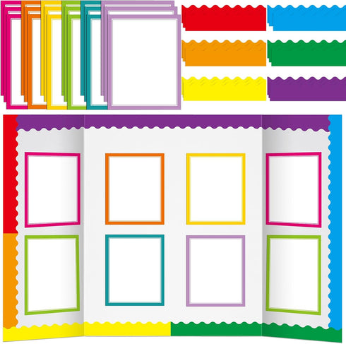 90 Pcs Science Fair Board Supplies Include 72 Trim Scalloped Bulletin Board Borders 18 Presentation Board Subtitles for Classroom Office Display B...