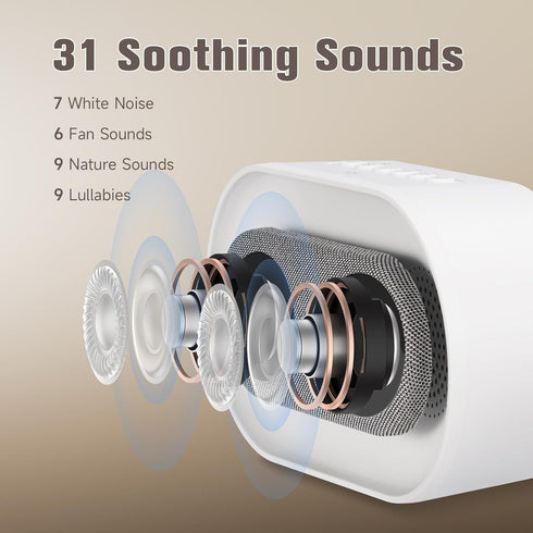 White Noise Machine,Bluetooth Wireless Speaker,Sound Machine with 31 Soothing Sounds Memory Function,24HR Alarm Clock for Bedroom with Night Light...
