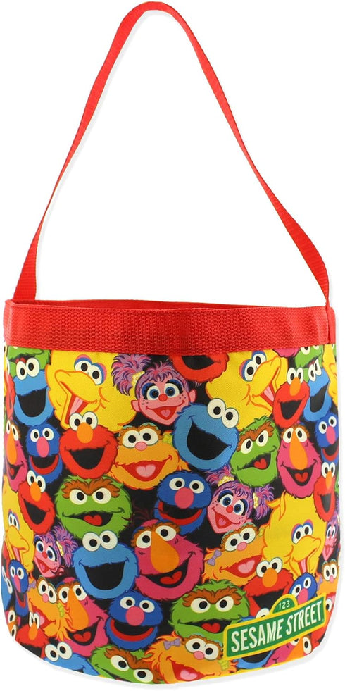 Sesame Street Elmo Boys Girls Collapsible Nylon Gift Basket Bucket Tote Bag...