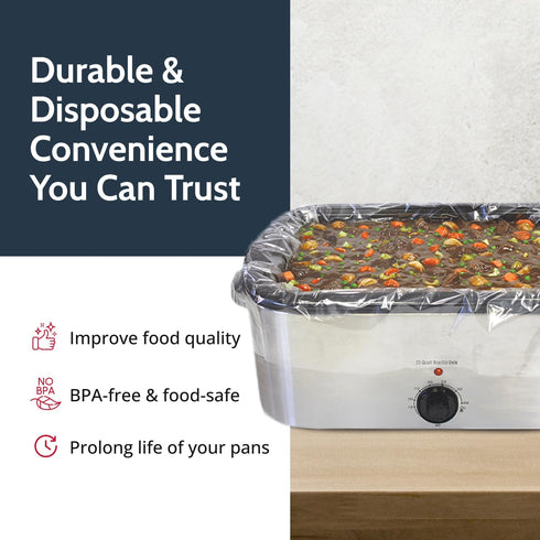 PanSaver Cooking Liners - Disposable Electric Roasting Pan Liners for Instant Cleanup with No Scrubbing - Foil, 2 Count...