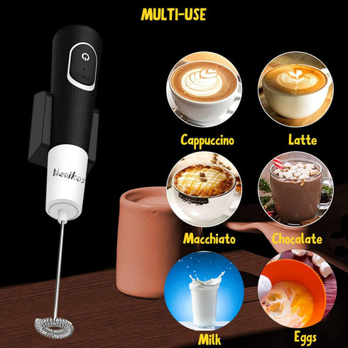 Milk Frother Coffee Mixer Handheld, Rechargeable Coffee Grinder, Frother Whisk, Mini Blender and Electric Mixer Coffee Frother for Frappe, Latte, ...