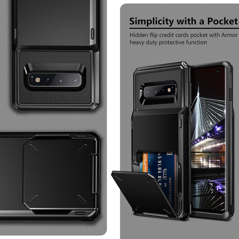 Vofolen for Galaxy S10 Wallet Case with Pocket Credit Card Holder 4 Card Slot Men Women Scratch Resistant Dual Layer Protective Bumper Tough Rubbe...