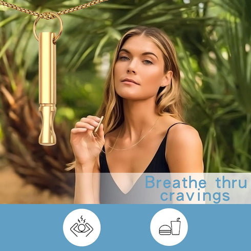 Mindfulness Breathing Necklace Stress Relief Pendant Stainless Steel Anxiety Breathe Necklace for Women Men...