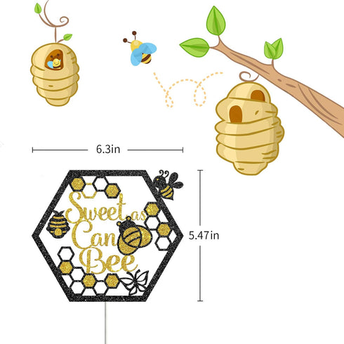 Sweet As Can Bee Sign Cake Topper, Happy Birthday Party Decor, Bumble Bee Honey, Baby Shower, Mommy to Be, Gender Reveal, Engagement Party Decorat...