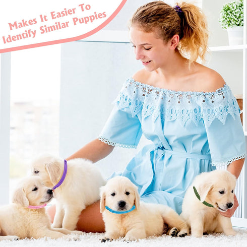 16pcs Puppy ID Collars Whelping Collars Adjustable Puppy ID Bands Identification Puppy Collar for Dog Kitten Newborn Pet, Multi Coloured...