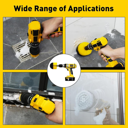 4Pack Drill Brush Attachment Set, Scrub Brush for Drill, Power Scrubber Brushes with Extended Attachment, All Purpose Drill Brush Cleaning Kit for...