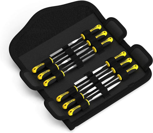 12PCS Needle File Set with Tool Bag, Small File Set includes 6pcs Jewlers Files & 6 Steel Files for Metal, Jewlers, Wood, Leather and Plastic...