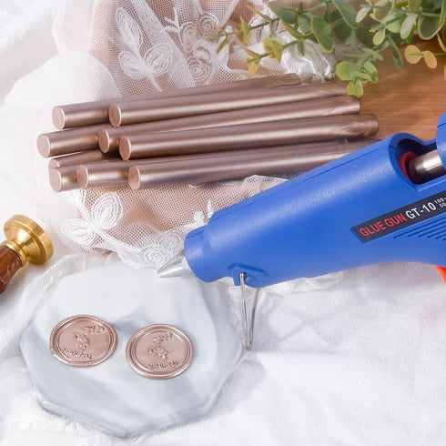Wax Seal Kit with Melting Glue Gun and 10pcs Champagne Gold Wax Seal Sticks, to Make Wax Seals for Envelope Wedding Party Invitations Gift Wrap in...