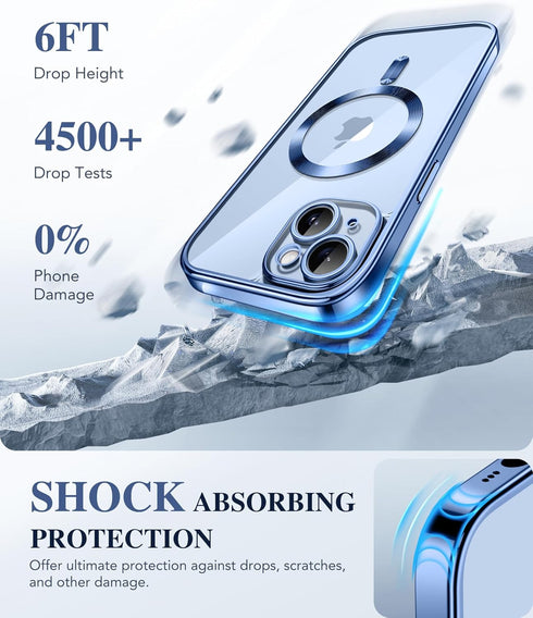 BERFY Magnetic for iPhone 15 Case Compatible with Magsafe, Full Body Rugged Case Built-in 9H Tempered Glass Screen Protector & Full Camera Protect...