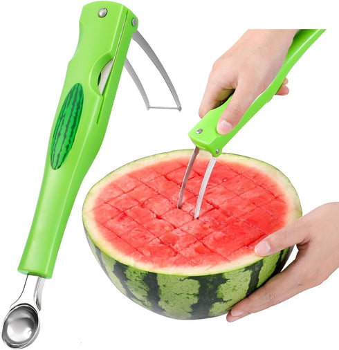 Premium Watermelon Cutter - 3 in 1 Watermelon Cutter Slicer Tool - Foldable Watermelon Slicer - Fruit Cutter for Kitchen Gadgets - Stainless Steel...