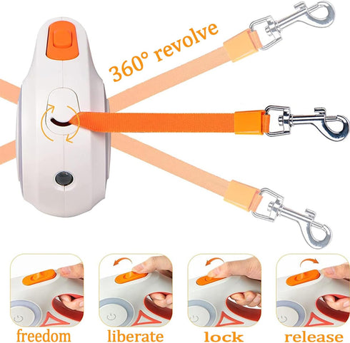 Dog Leash,Pets Walking Leash,360°Tangle-Free Long Dog Leash for Small and Medium-Sized,Automatically Retractable, One Button Lock and Release with...