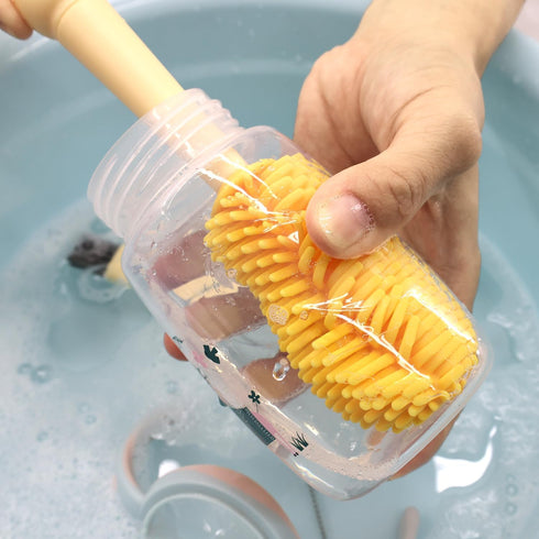 Silicone Bottle Cleaning Brush for Baby, 4-in-1 Baby Bottles Cleaner Set - Bottle/Straw/Nipple/Neck Brushes (Yellow)...