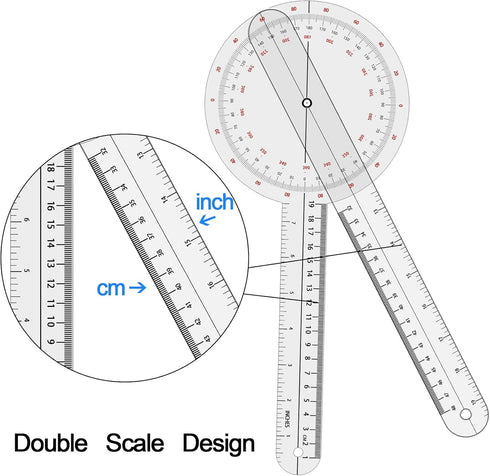 Goniometer Set 2-3 Pieces 12", 8", 6"/ 360 Degree...
