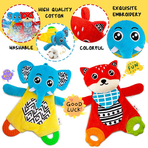 Baby Teething Toys | Crinkle Baby Toys | Cuddly Snuggle Teether, Black and White Soother Towel BPA Free Plush Sensory Teethers Toys for Newborns, ...