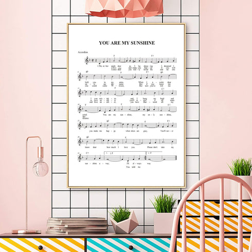 You Are My Sunshine Lullaby Canvans Wall Art Picture Decor Sheet Music Poster Canvas Painting Home Modern Decoration On Canvas Poster Print Wall A...
