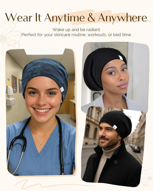 YANIBEST Silk Satin Bonnet Hair Wrap for Sleeping - Adjustable Stay on Silk Lined Slouchy Beanie Hat for Curly Hair and Braids...