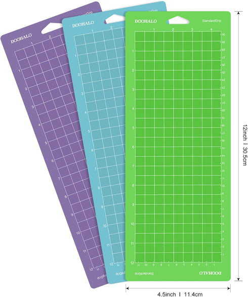 DOOHALO Cutting Mat Compatible with Cricut Joy Machine 3 Pack Replacement Adhesive Cut Mats (Green Purple Blue (Total 3 Small+3 Big Mats), 4.5"X12...