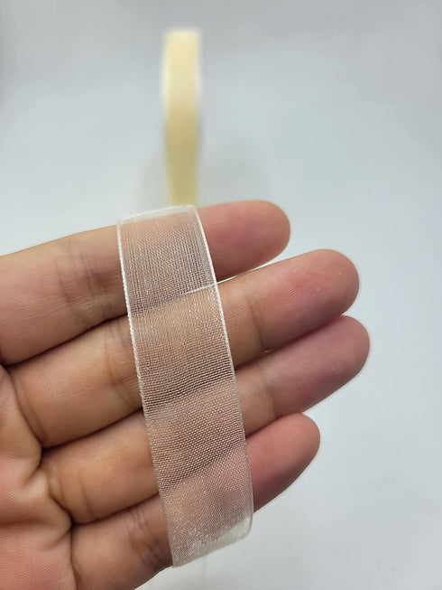 Cream Sheer Organza Ribbon 5/8" Silky Soft Fabric Ribbons Chiffon Packing Ribbon Shimmer Organza Sheer Ribbon for Gift Wrapping Decorating Valenti...