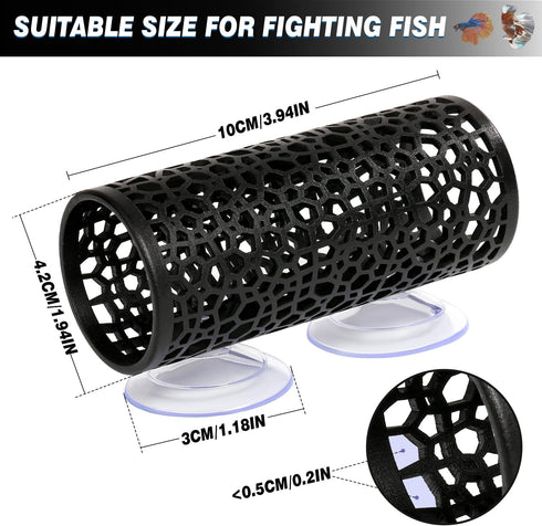 Betta fish toys,Betta tunnel black,Small hole Hollow Betta Fish cave,safer for small fish shrimp Betta guppies,Aquarium decor Fish Tank accessorie...