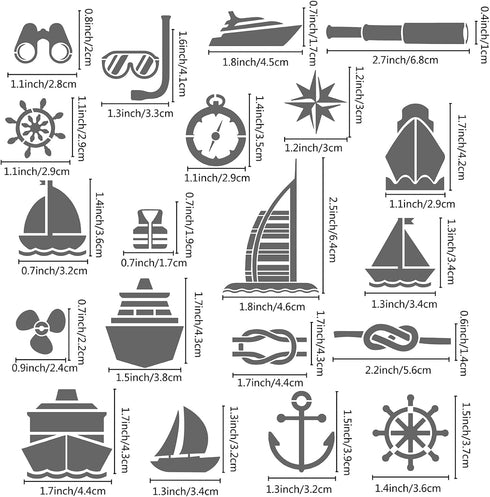 GORGECRAFT 6.3 Inch Metal Nautical Stencil Stainless Steel Ocean Anchor Lighthouse Painting Reusable Template Journal Tool for Painting, Wood Burn...