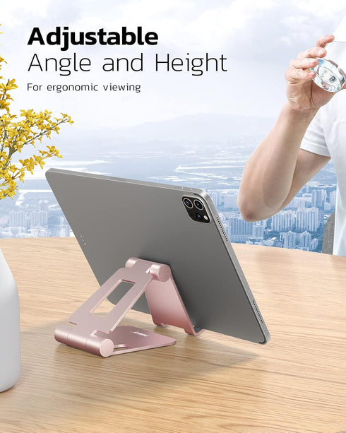 Nulaxy Dual Folding Cell Phone Stand, Fully Adjustable Foldable Desktop Phone Holder Cradle Dock Compatible with Phone 15 14 13 12 11 Pro Xs Xs Ma...