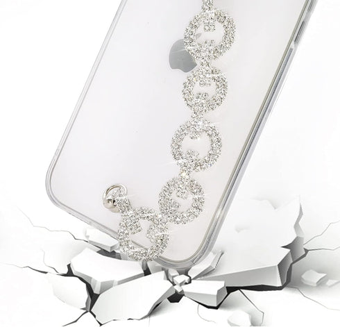 Bonitec Compatible with iPhone 12 Pro Max Case Clear Bracelet 3D Glitter Sparkle Bling Strap Luxury Shiny Crystal Rhinestone Diamond Silver Chain ...