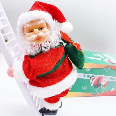Electric Santa Climbing Up and Down Tree with Music, Bag of Presents - Holiday Decor for Home, Door, Wall - Xmas Ornament...