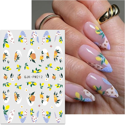 JMEOWIO 10 Sheets Flower French Tip Nail Art Stickers Decals Self-Adhesive Pegatinas Uñas Spring Summer Floral Line Nail Supplies Nail Art Design ...