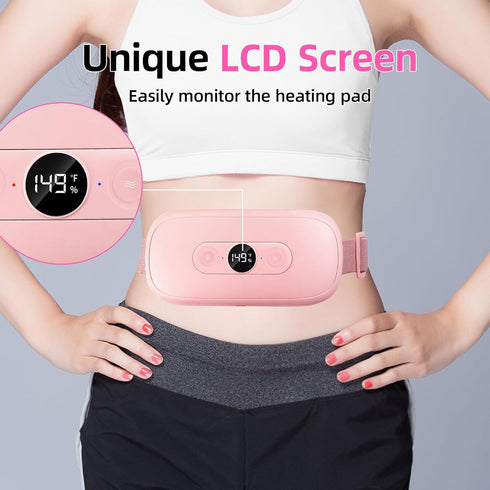 Portable Heating Pad Period Cramps: 30 to 60 Minutes Timer 6 Heat Levels and 6 Vibration Modes Cordless Electric Heating Pad for Back Pain Relief ...