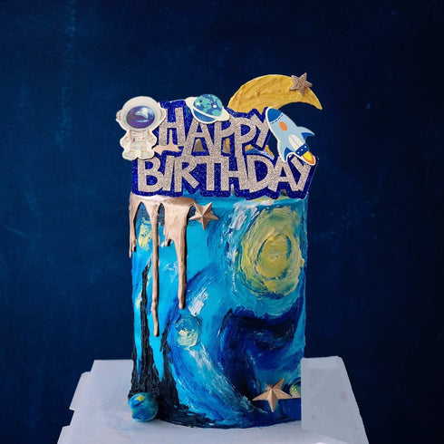 JeVenis Space Birthday Cake Topper - Cupcake & Rocket Decoration - Astronaut Cake Decoration...