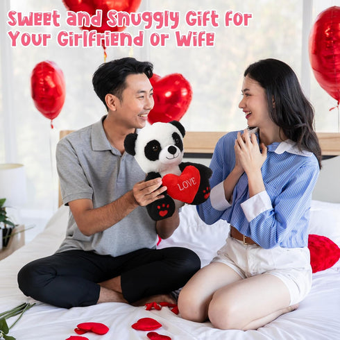 10 Inch Graduation Gifts Plush Panda with Love Heart Soft Stuffed Panda Toys Gifts Cute Stuffed Animals for Girls Boys Girlfriend Boyfriend Lover ...