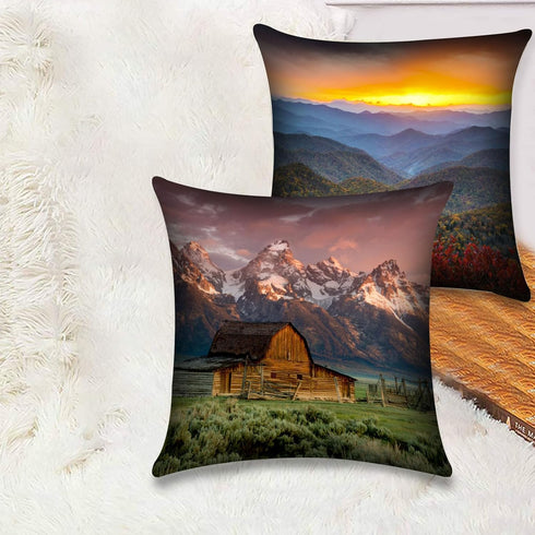 Tucocoo Landscape Throw Pillow Covers 18x18 inches Set of 4, Mountain Nature Scenery Decorative Cushion Cases Arizona Desert Saguaro Modern Decor ...