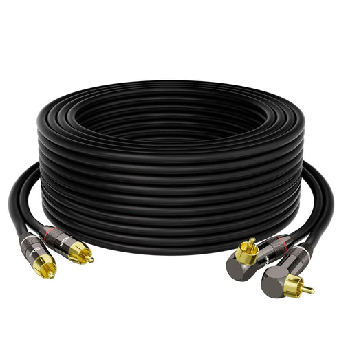 RCA Cable 10 FT, 90 Degree Right Angle 2RCA to 2RCA Stereo Audio Cable, Zinc Alloy Shell, Gold-Plated Plug, 2 RCA Audio Cord, for Home Theater, Su...