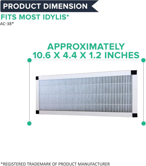 Think Crucial Replacement Air Purifier Filter – Compatible with Idylis Part # 560885 Filter – Fits Idylis F, AC-38 Models – Bulk (1 Pack)...
