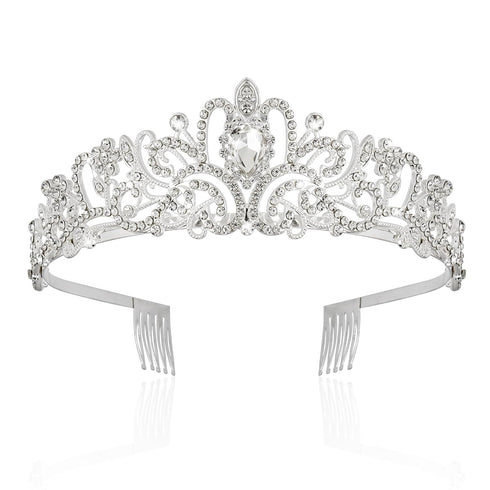 Silver Crowns for Women Rhinestone Princess Tiara with Combs for Birthday Prom Bridal Shower Wedding Halloween Party...