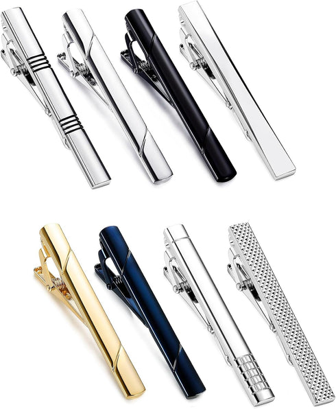 Jstyle Tie Clips for Men, Matte and Shiny Tie Clip Set with Elegant Gift Box, Classic Tie Bar Set for Regular Ties Necktie Wedding Bussiness Anniv...