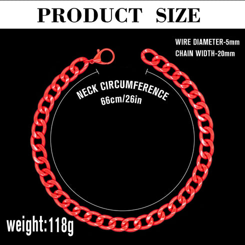 Red Dog Chain Collar-3/4 Inch ?20mm? Width Cuban Link Durable Dog Necklace, Cute Fashion Pet Collar for Pit Bulldog, Light Metal Jewelry Bold Chai...