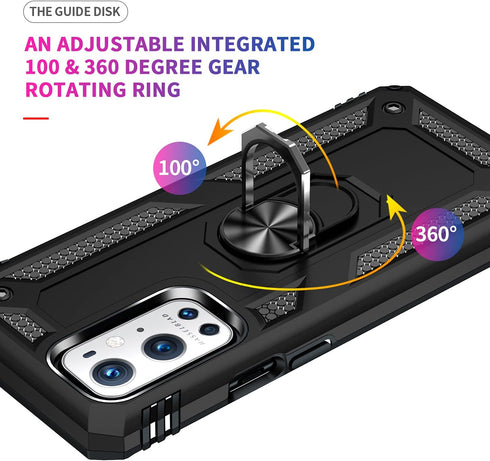 Military Grade Drop Impact for Oneplus 9 Pro Case Oneplus 9 Pro 5G Case 360 Metal Rotating Ring Kickstand Holder Armor Heavy Duty Shockproof for O...
