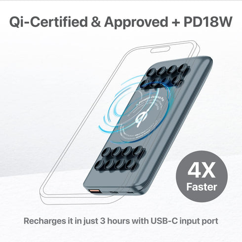 X.Power Octopus PRO Qi-Certified Quick Charge Wireless Power Bank, PD18W + 10W, 10000mAh-Auto Shut Off Fast Charging (Charcoal)......