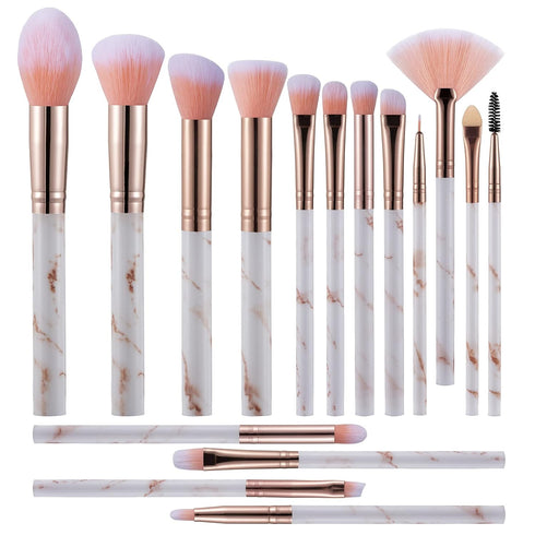 16PCs Marble Makeup Brushes Set Premium Synthetic Face Eye Lip Make Up Brush Kits for Foundation, Powder,Eyeshadow,Eyebrow,Eyelash,Eyeliner,Blendi...