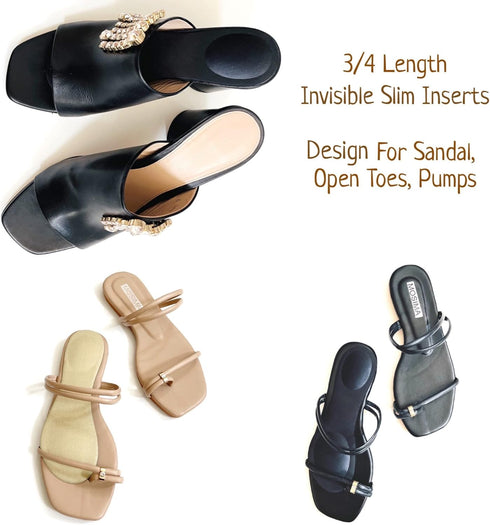 CB 4-Pairs of Cloth Surface Sponge Inserts Invisible Slim Lightweight Insoles Liners, Ball of Foot Pain Relief Cushion, Barefoot Support, 3/4 Leng...