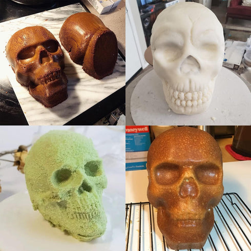 JETKONG Extra Large Silicone Skull Cake Mold Haunted Skull Baking Cake Pan for Halloween and Birthday Party...
