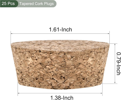 YOKIVE 25 Pcs Tapered Cork Plugs, Wooden Wine Bottle Stoppers, Replacement for Jars Test Tubes (43x38x17.5mm)...