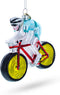 Cycling Sportsman on Bicycle Blown Glass Christmas Ornament...