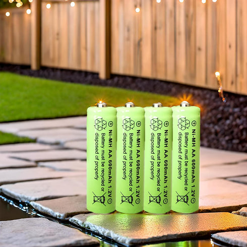 1.2V Ni-Mh AA 600mAh Rechargeable Batteries for Outdoor Solar Garden Lights (4 Pack)...