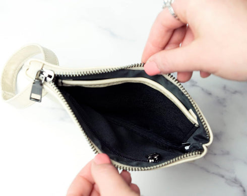 Women’s Wristlet Clutch Handbag, Distressed PU Leather Purse, Stylish with Black Zipper Accents...